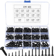 Assortimento Premium di Viti in Legno da 350 pezzi Nero per la Riparazione di Mobili in Legno