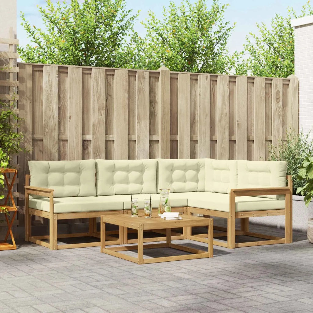 Set di divani da esterno 5 pcs Bianco e Crema 79 x 79 x 37 cm