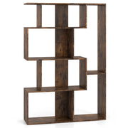Grande libreria a 6 cubi con kit anti-ribaltamento unit¨¤ di scaffali autoportante, Libreria geometrica aperta Marrone-Scaffali e librerie
