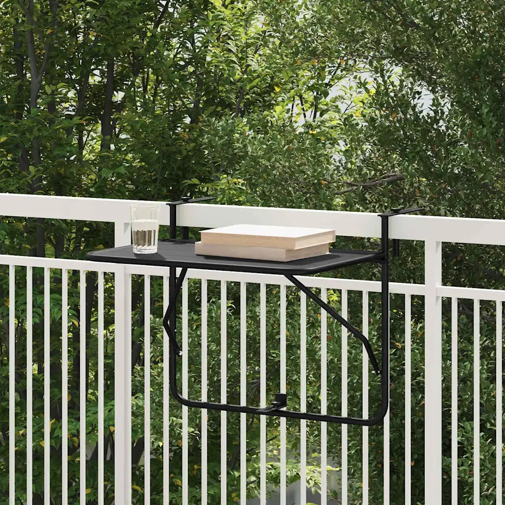 Tavolo Appeso da Balcone Nero 60 x 39 x 65 cm Acciaio 42008075