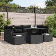 Set Divano da Giardino con cuscino 7 pcs Nero