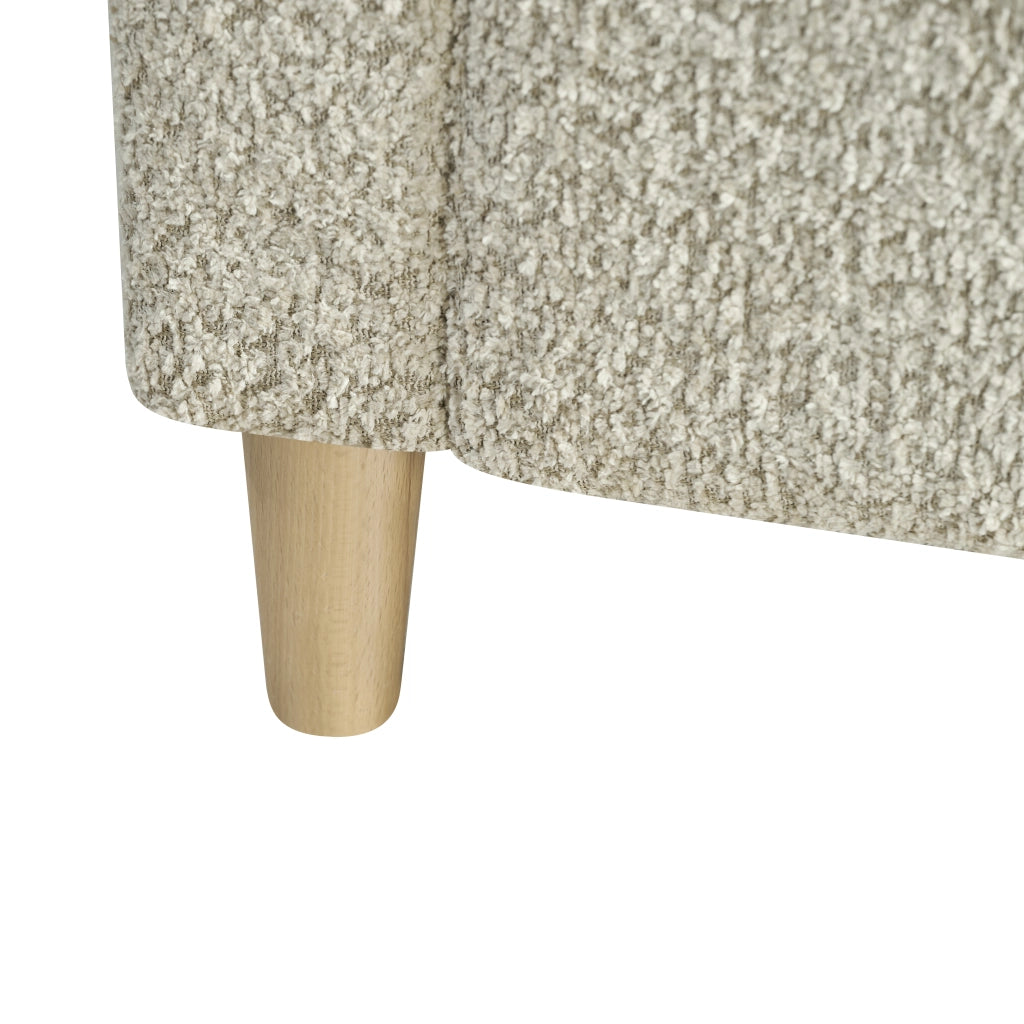 Pouf contenitore con coperchio sollevabile e struttura in legno stile scandinavo per salotto e camera da letto cammello