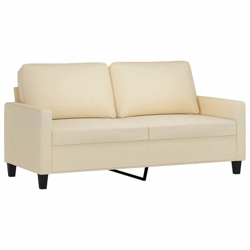Set di Divani 3 pz con Cuscini Crema in Tessuto