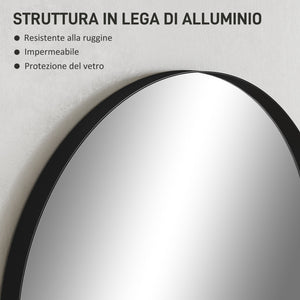 Specchio ad Arco 60x3x90 cm in Lega di Alluminio e Vetro Nero