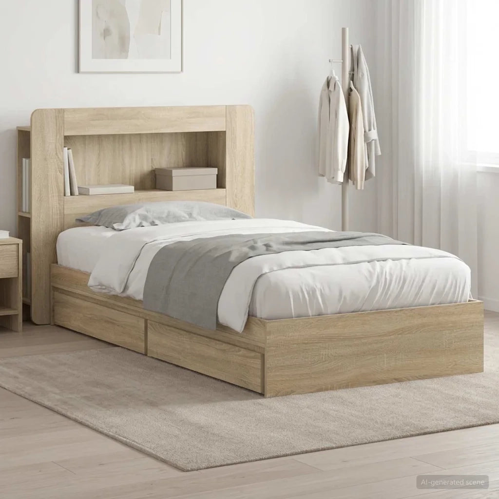 Telaio del letto con storage Rovere Sonoma 100 x 200 cm