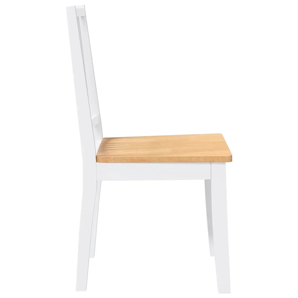 Sedie da Pranzo 2 pz Bianche in Legno Massello di Hevea 4102399