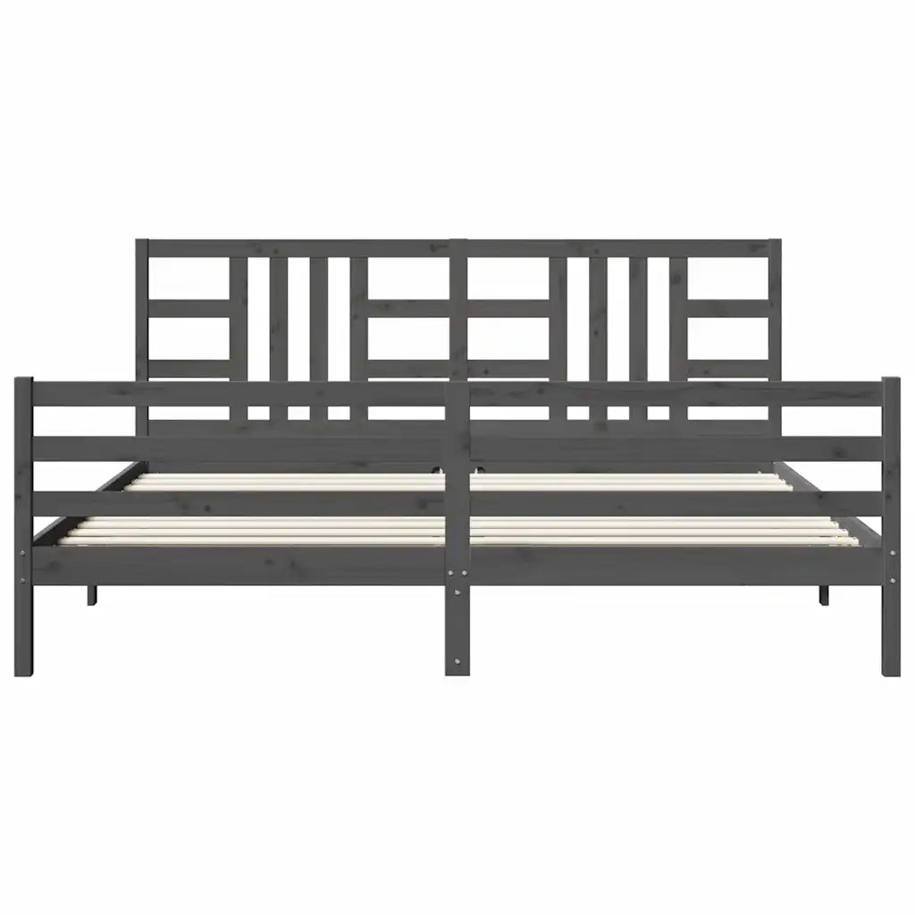 vidaXL Giroletto con Testiera Grigio 200x200 cm in Legno Massello