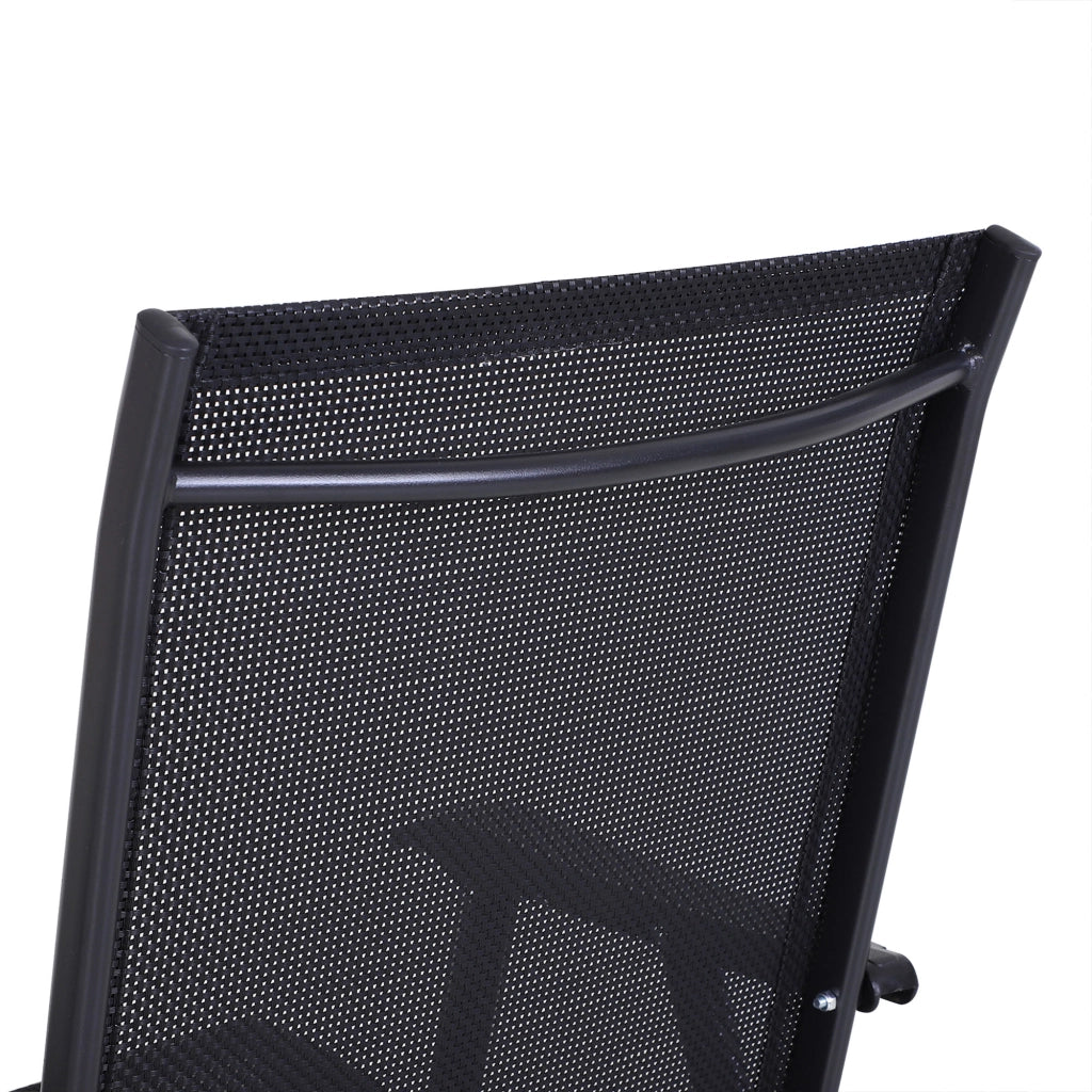 OKWISH Sedia da Campeggio Pieghevole Set da 2 con Braccioli, Design Ergonomico, Metallo e Textilene, Nero, 58 × 64 × 94 cm