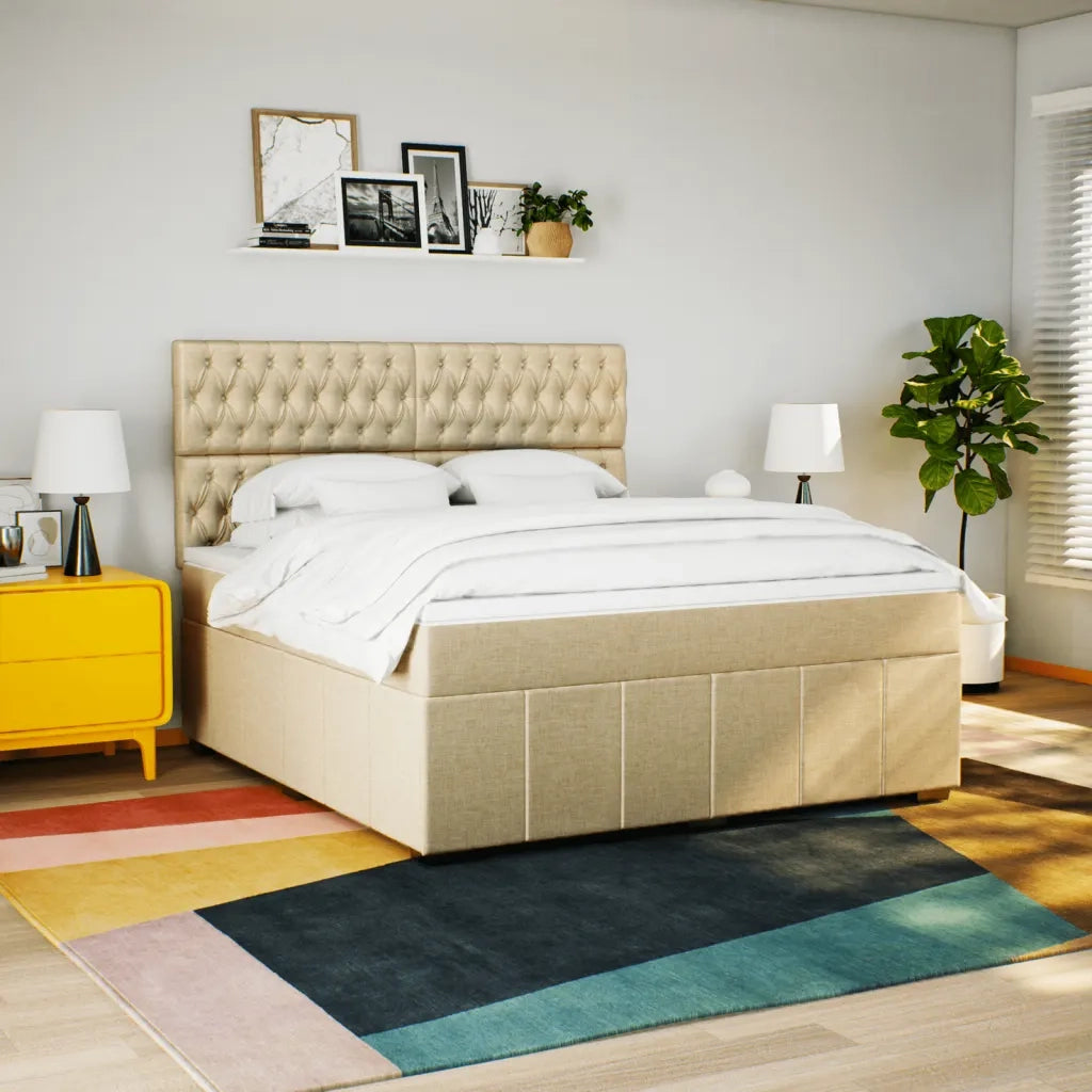 Giroletto a Molle con Materasso Crema 180x200 cm in Tessuto 3291759
