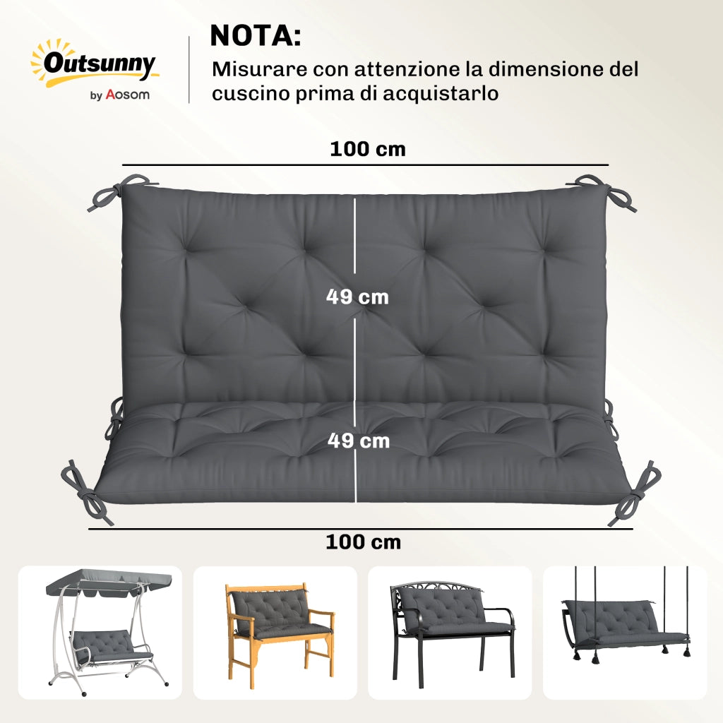 Cuscino da Giardino Capitonn¨¦ 2 Posti ¨C zephmum ¨C Grigio 150x98x8 cm