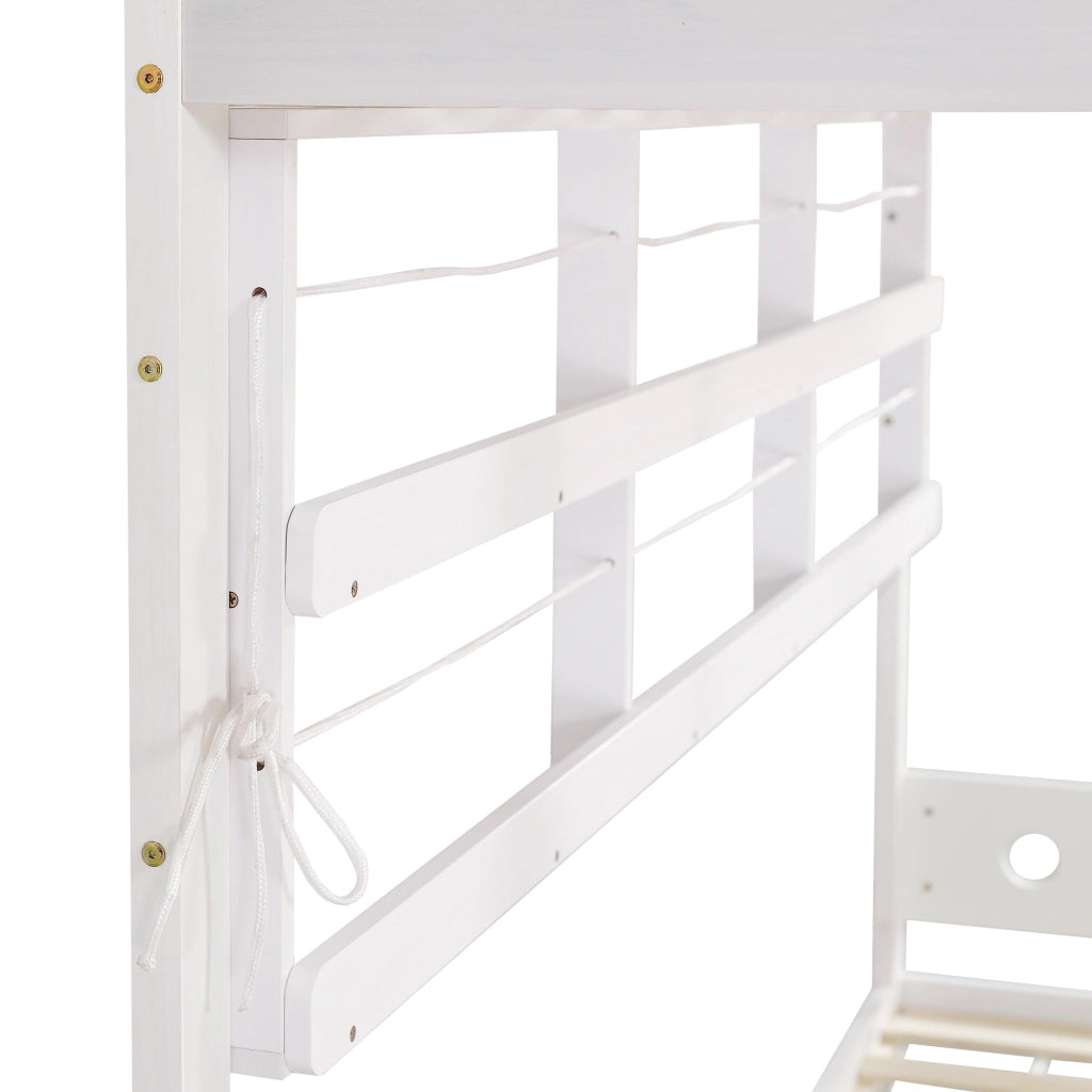 LETTO a castello 90x200 cm Bianco/Naturale in legno massello e MDF