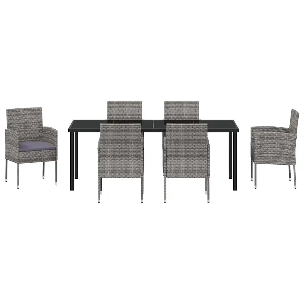 Set da Pranzo per Giardino con cuscino 7 pcs Grigio polyrattan 3380062