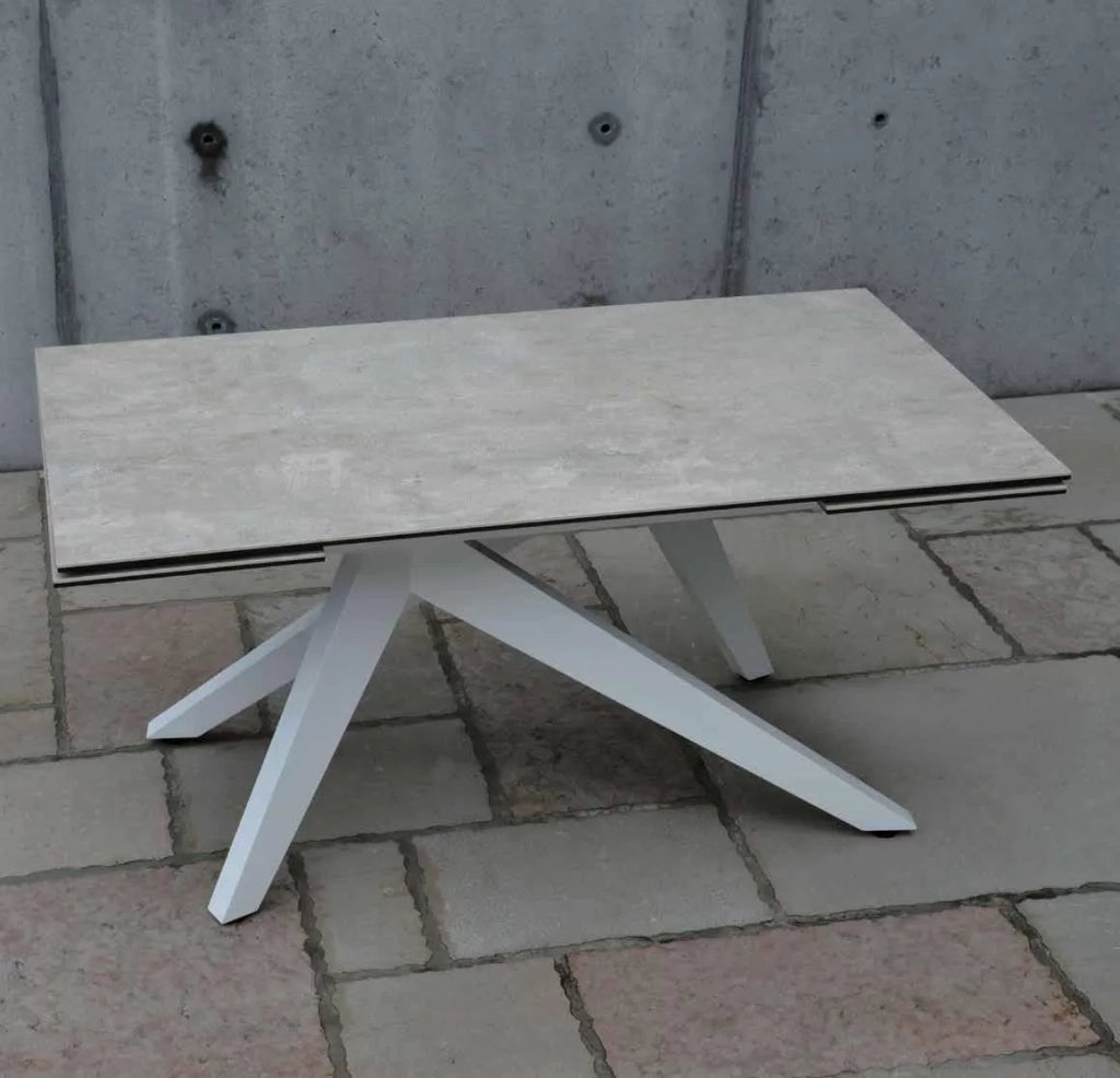 Tavolo big table piano vetro ceramica finitura beton misura l.160 p.90 h.76(aperto 240 cm) (01) - Mobili 2G