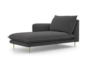 Cosmopolitan Design - Chaise longue sinistra "Vienna" in tessuto strutturato grigio scuro 
