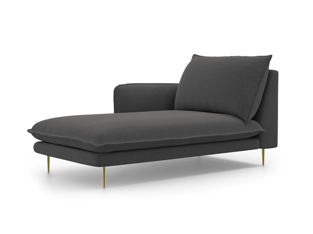 Cosmopolitan Design - Chaise longue sinistra "Vienna" in tessuto strutturato grigio scuro 
