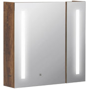 Specchiera Bagno con Luci LED e 2 Ante ¨C zephmum ¨C Marrone 70x15x65cm