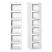 Libreria Scaffale porta CD set 2 Pezzi a 12 Ripiani in Legno, 21x19.2x88.3 cm, Bianco