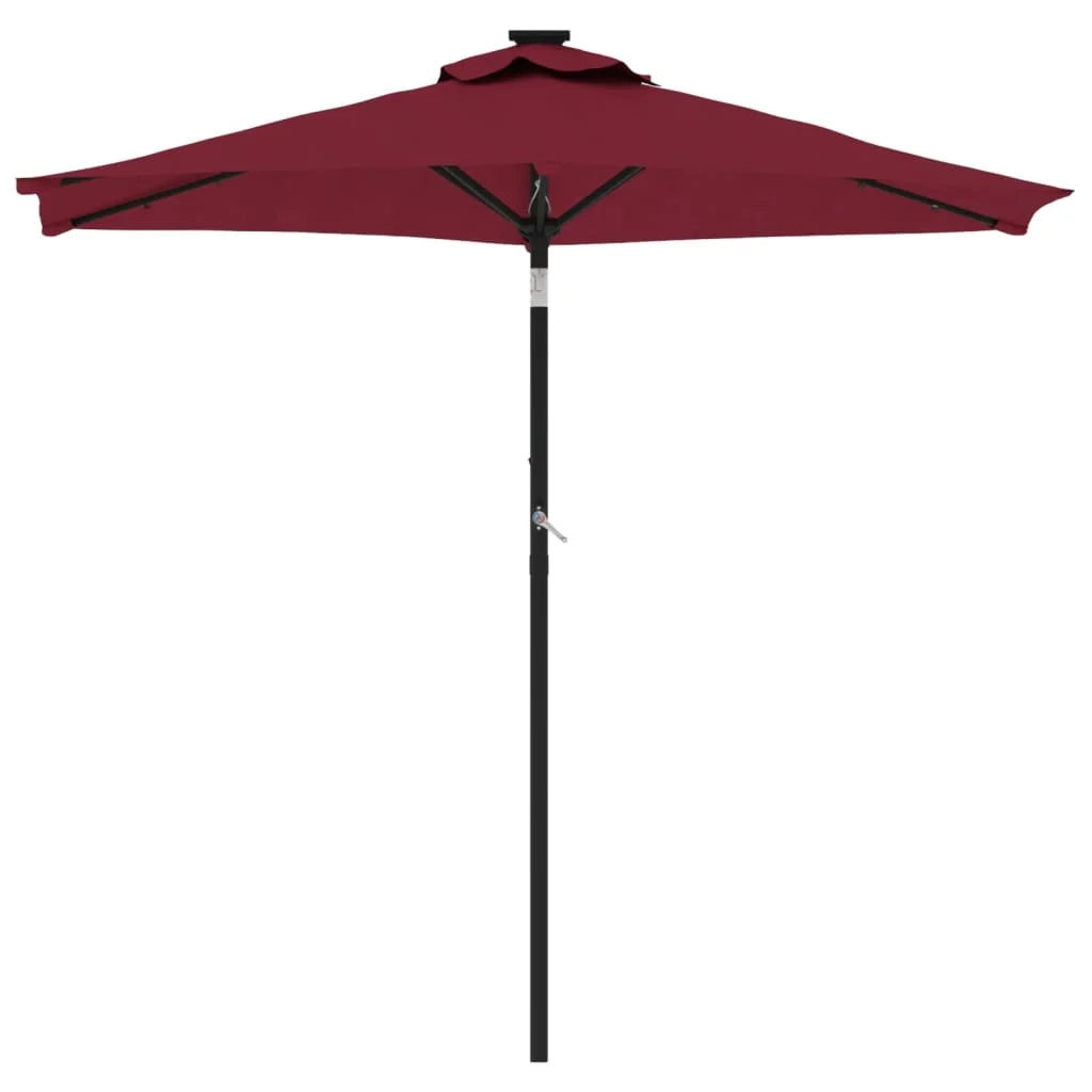 Ombrellone da giardino inclinabile con illuminazione a LED 225 x 225 x 212 cm poliestere bordeaux 02_0056372
