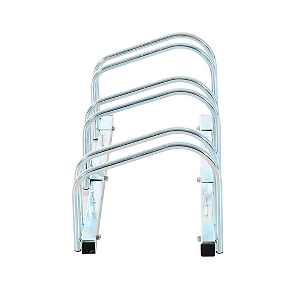 RASTRELLIERA PORTABICICLETTE PARCHEGGIO PER 3 BICICLETTE TUBI D'ACCIAIO 70.5 × 33 × 27 CM ARGENTO