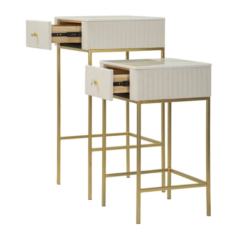 Tavolinetti Alti Wedding Quadrati Set 2 Pz cm ø 45x90-40x70