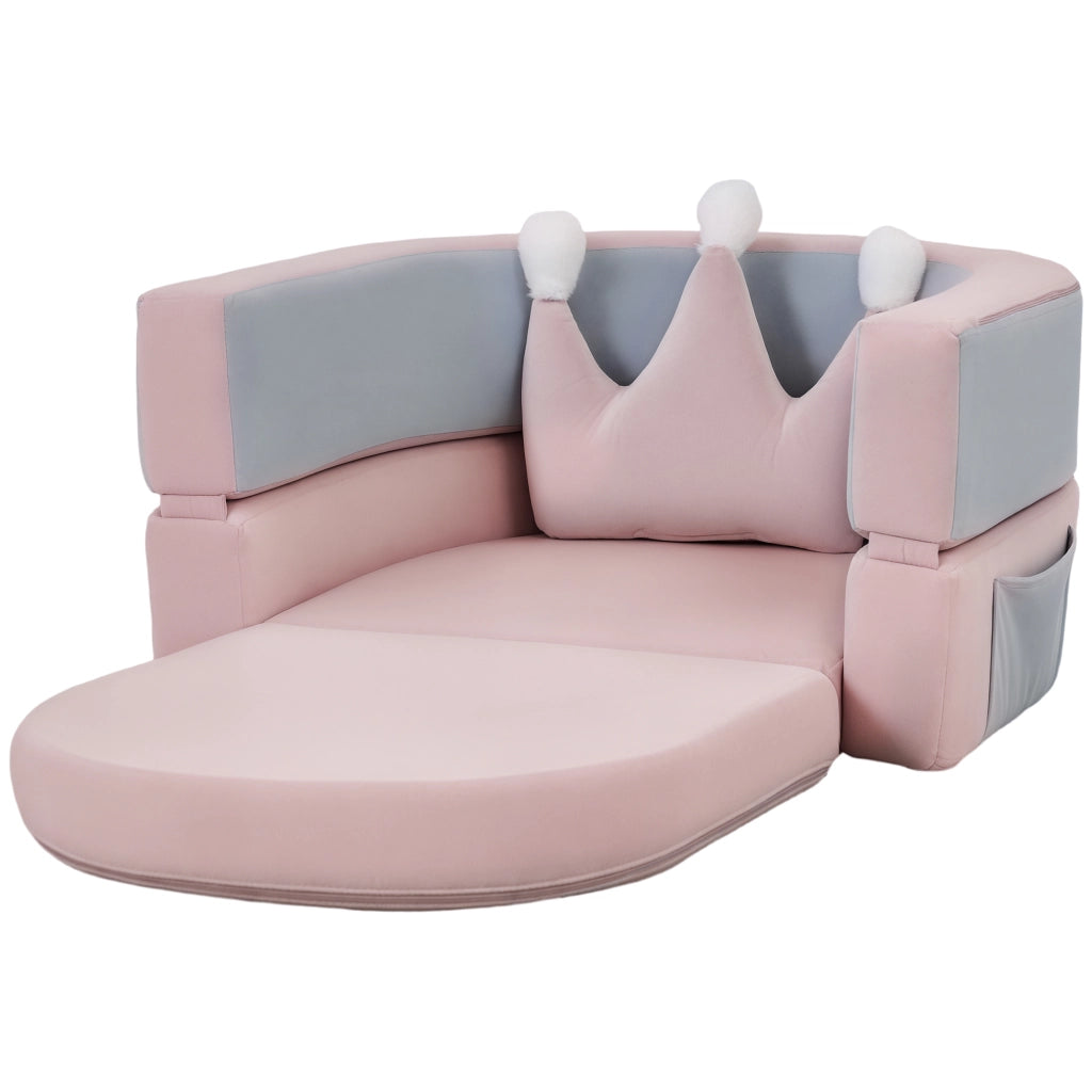Letto a soppalco con cuscino corona ¨C zephmum ¨C rosa e azzurro 116x61x14