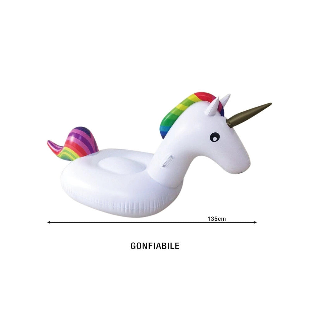 Trade Shop - Unicorno Fashion Luxury Cavalcabile Gigante 135 X 90 Cm Cavallo Arcobaleno -