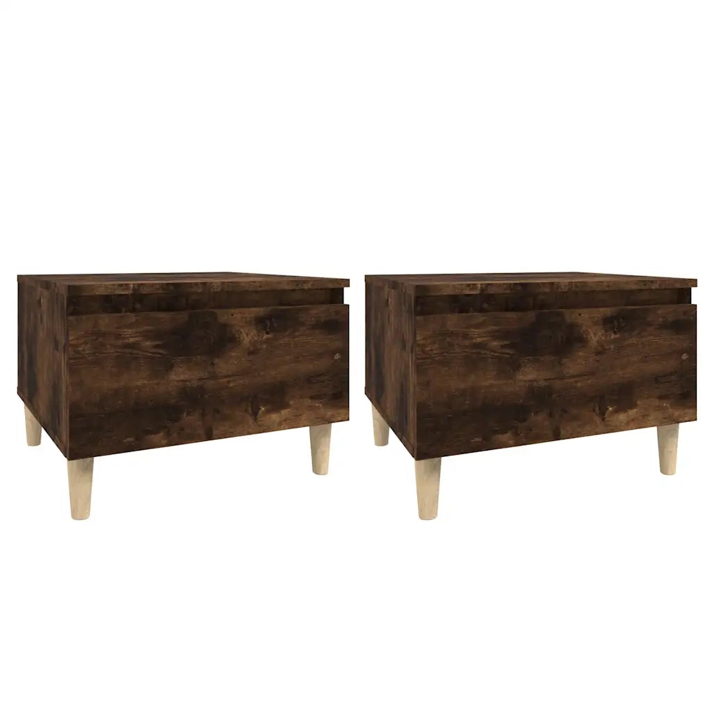 Tavolini 2pz Rovere Fumo 50x46x35cm in Legno Multistrato 819511