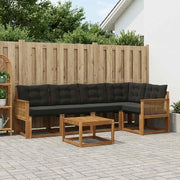 Set di divani da esterno con cuscino 6 pcs Naturale e Nero