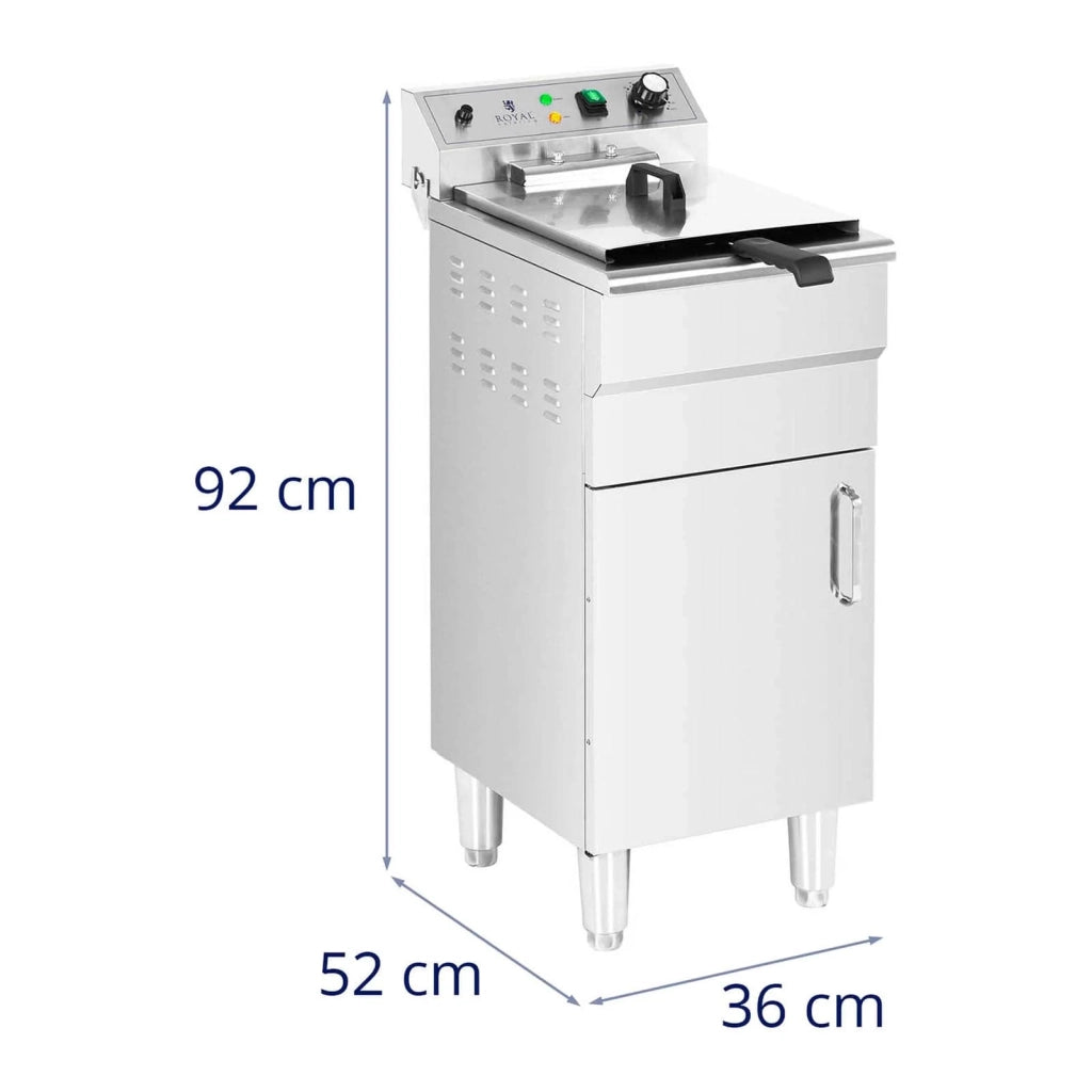 Friggitrice elettrica da 13 litri 5000 watt rubinetto di scarico zona fredda su mobile professionale in acciaio inox 14_0003985