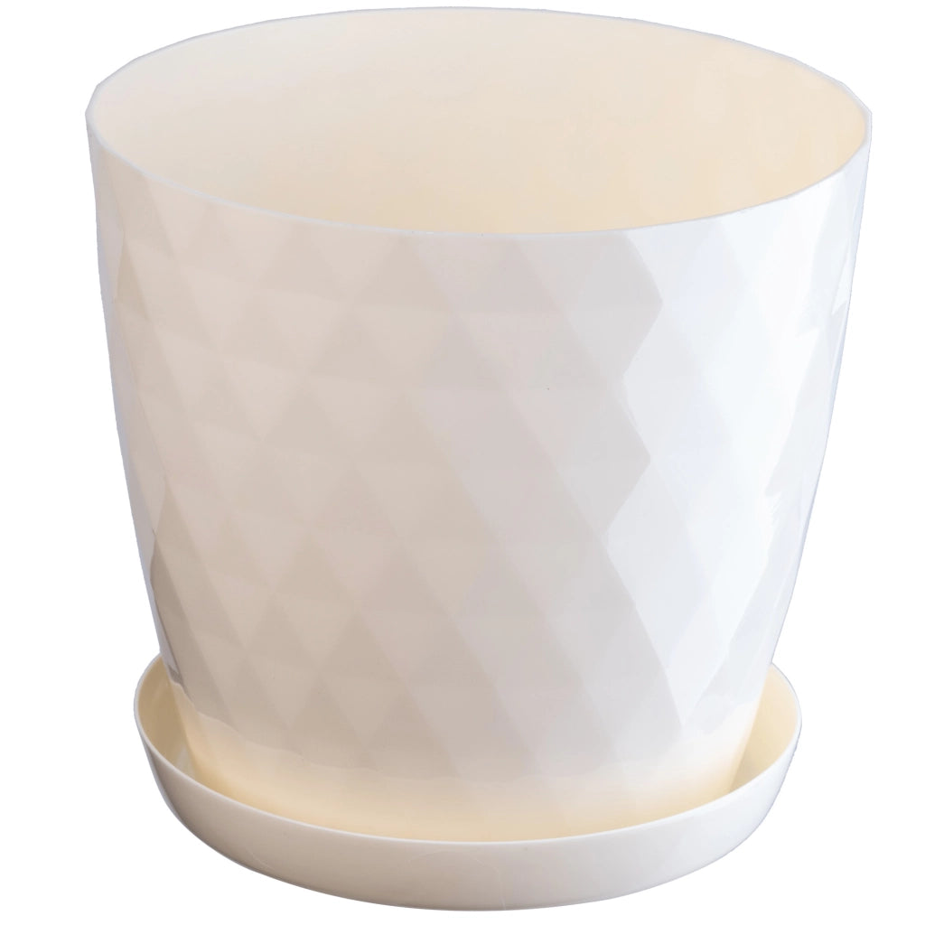Vaso da fiori in plastica KADAX con supporto, coprivaso, 14 cm, crema, Kadax