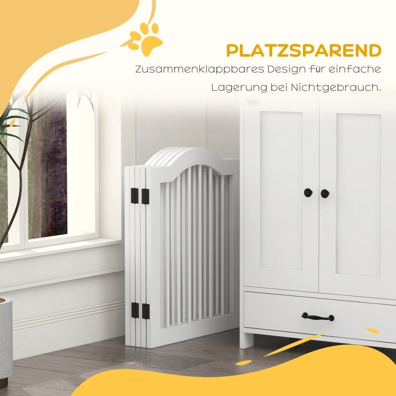 Barriera estensibile a forbice pieghevole a 5 pannelli in legno massiccio e MDF bianco con piedini di supporto