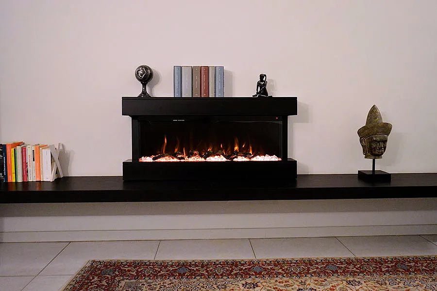 Caminetto elettrico ALARO NERO TEMPO STYLE con cornice di legno effetto fuoco 3 colorazioni 750 - 1.500 W