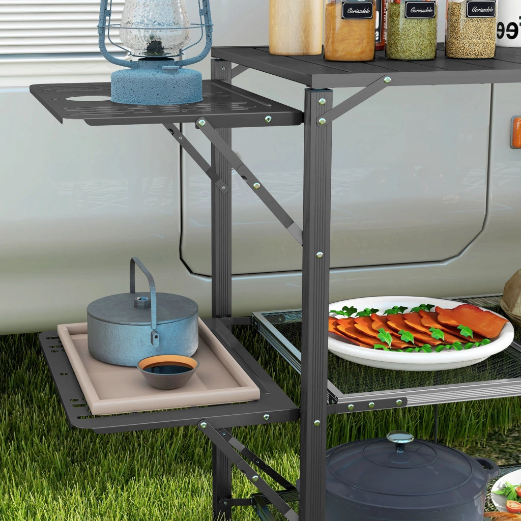 Tavolo da cucina pieghevole ¨C zephmum ¨C acciaio, alluminio, 2 ripiani, 2 piani