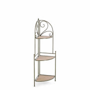 Angoliera 3 Piani in Metallo Bianco e MDF Pieghevole - HIDDEN GARDEN