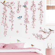 Decorazione per Parete con Fiori di Ciliegio in Bordo per Camera da Letto o Soggiorno con Modello di Albero e Uccelli