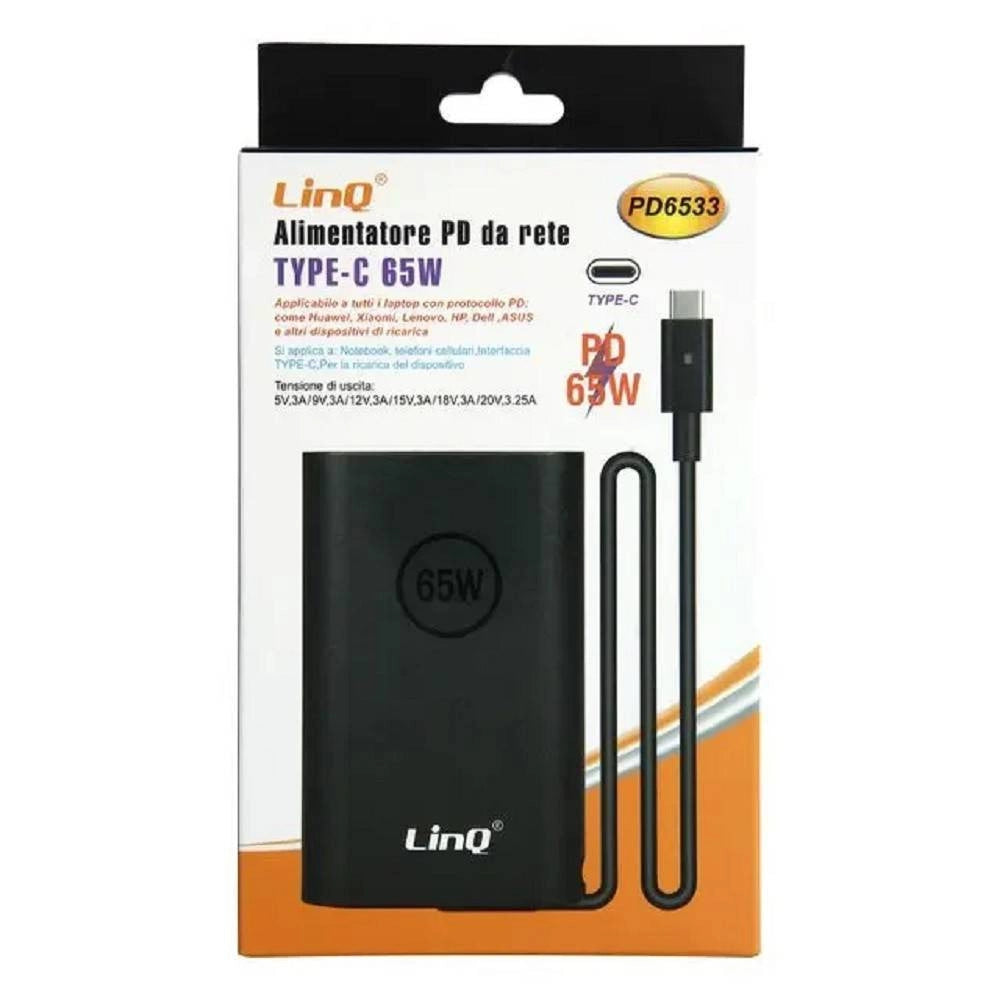 Trade Shop - Caricabatterie Per Computer Portatili Alimentatore Da Rete Pd Type-c 65 W Pd6533 -