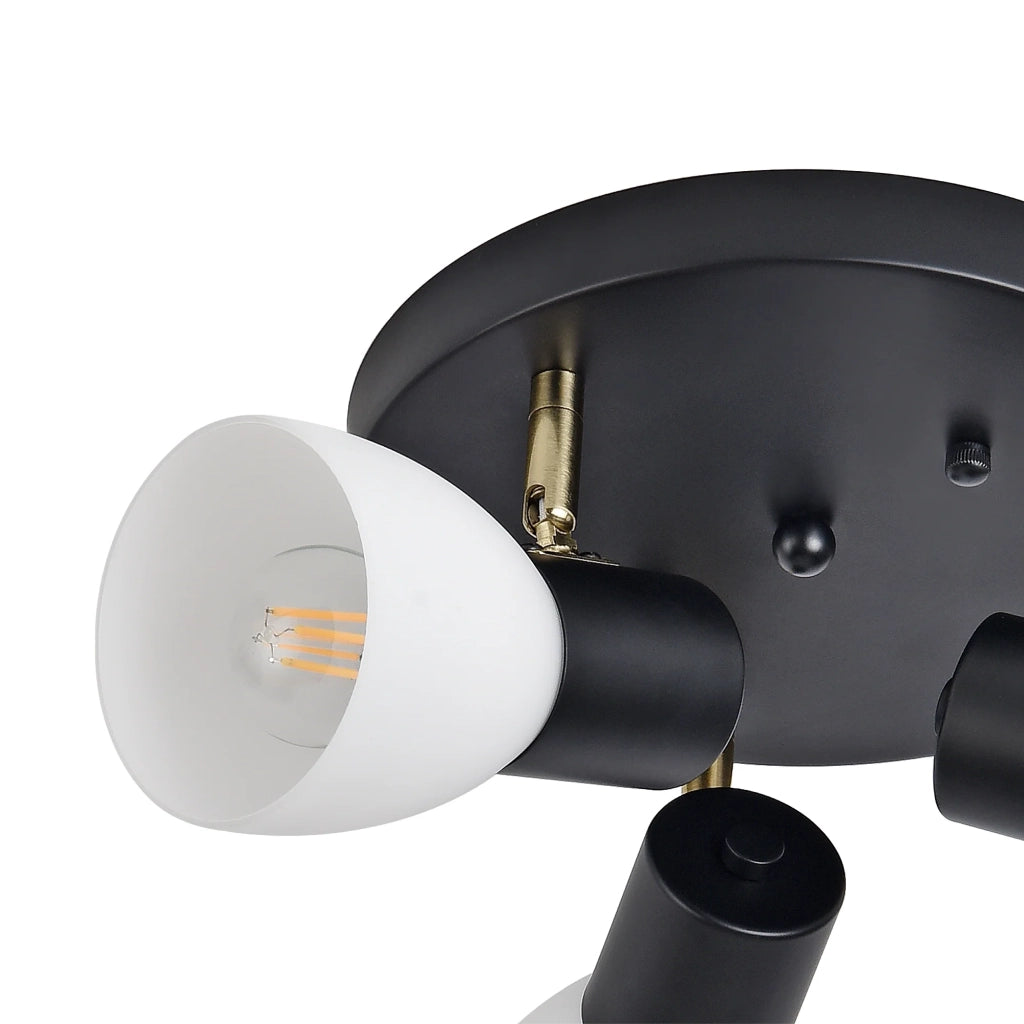 Lampada da soffitto con 3 attacchi E14 altezza 12 cm metallo vetro nero o bianco 03_0010264