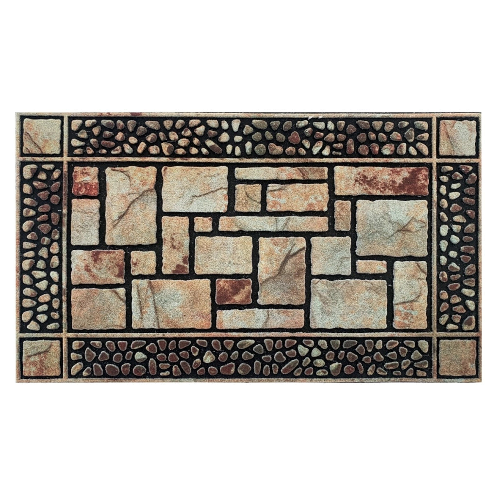 Zerbino Ingresso Robusto Spesso 1 Cm Pietre 3D Antiscivolo Assorbente Tappeto Entrata Casa Dis_A