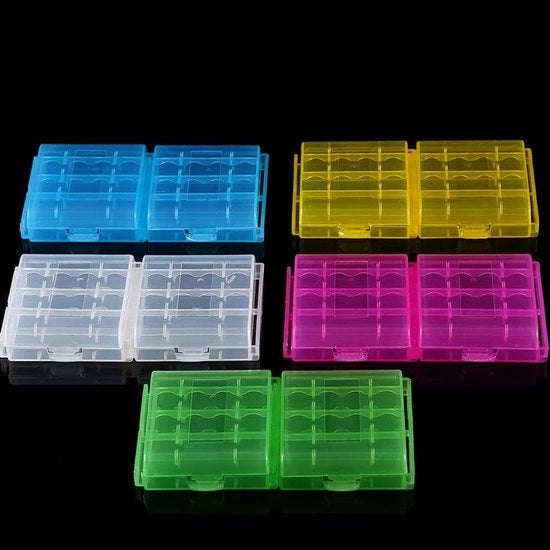 Scatola di archiviazione per batterie - Cinque colori multifunzionali - Cassetta trasparente in plastica rigido - Adatto per batterie AA/AAA