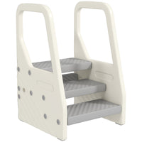 Scaletta per Bambini  3 Gradini in HDPE 43x42x65,5 cm Grigio e Bianco Crema