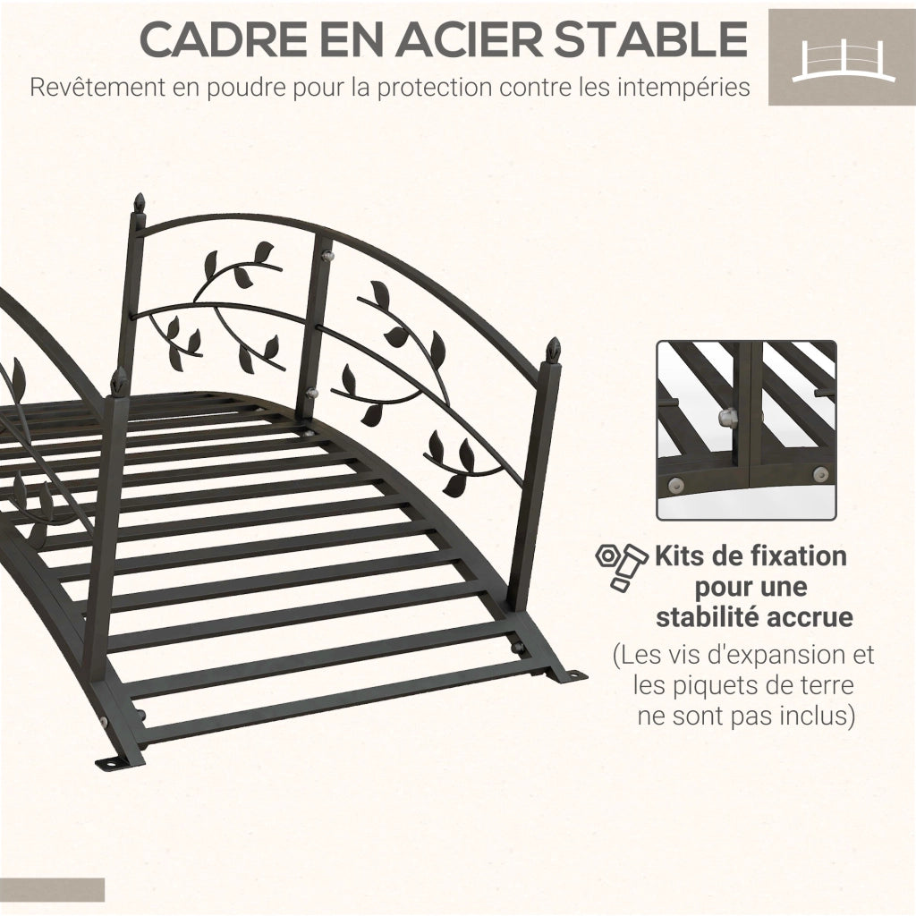 Ponticello da giardino per laghetto ¨C zephmum ¨C nero acciaio 119x67x47 cm