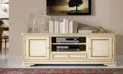 Mobile Porta tv polo Shabby chic avorio anticato decorato foglia oro