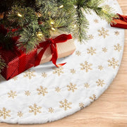 Decorazione di Natale a forma di fiocco di neve, 122 cm, con mantella per albero decorata con pailletti di velluto dorati.