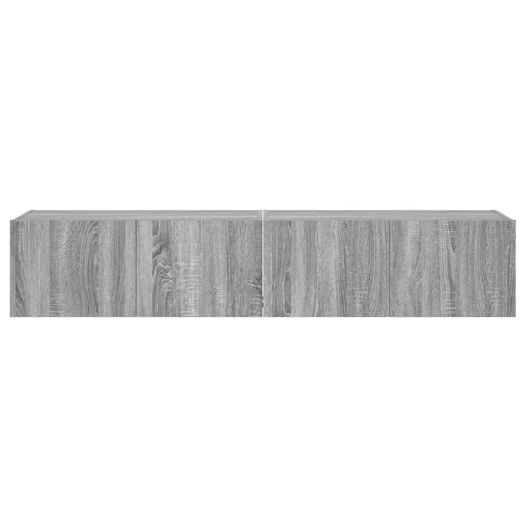 Mobili TV a Parete con Luci LED 2pz Grigio Sonoma 80x35x31 cm 837292