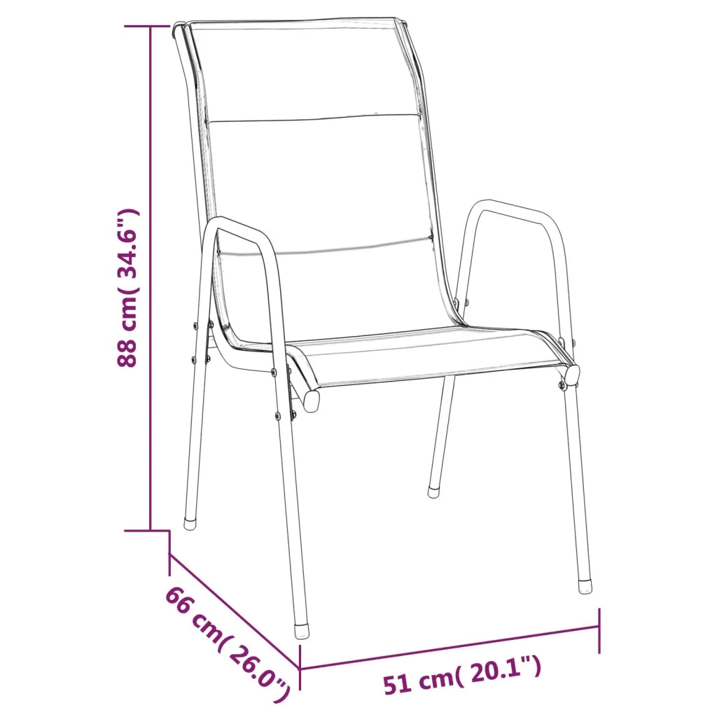 Set da Pranzo da Giardino 5 pz Nero in Acciaio e Textilene 3200698