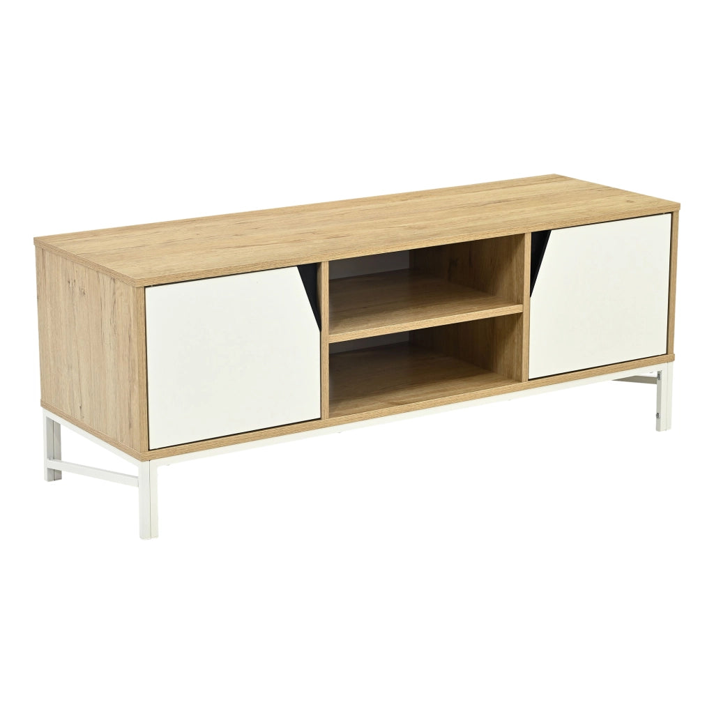 Mobile Porta TV Kerrköndam a 2 Ante 120 x 40 x 46 cm - Effetto Rovere / Bianco [en.casa]