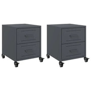 Set di 2 Comodini | Armadio da Notte | Mobiletto da notte Antracite 36x39x43,5 cm in Acciaio