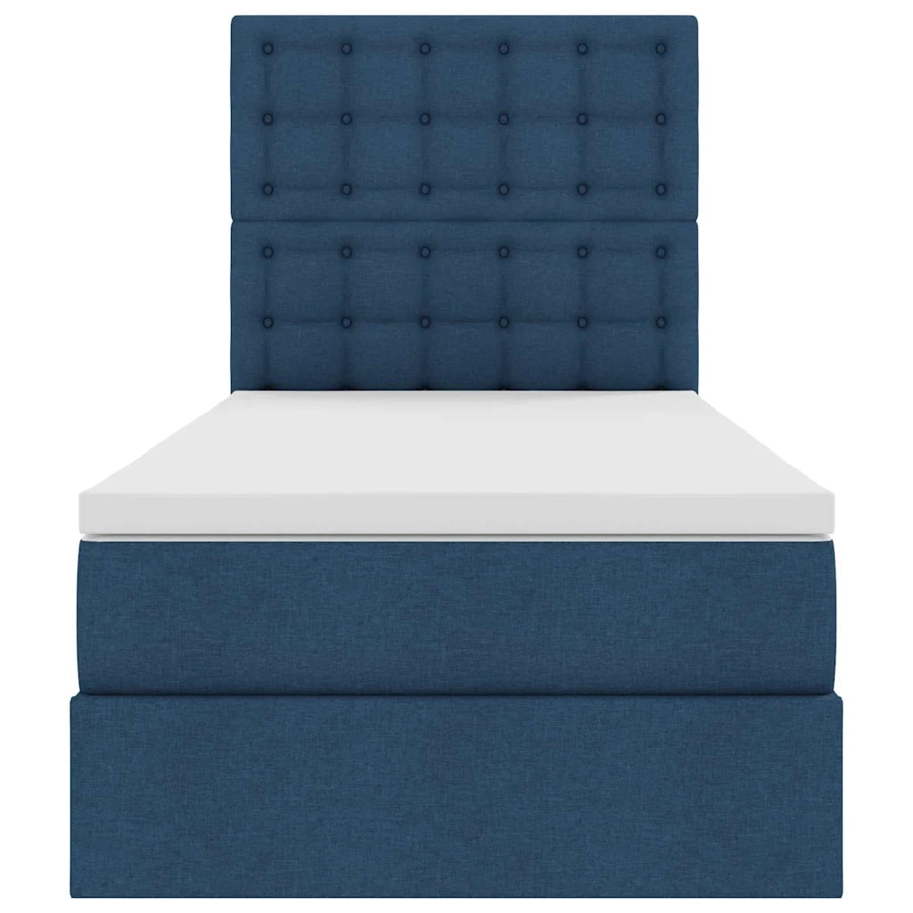 Letto con contenitore LED e materasso Blu 90 x 190 cm Tessuto