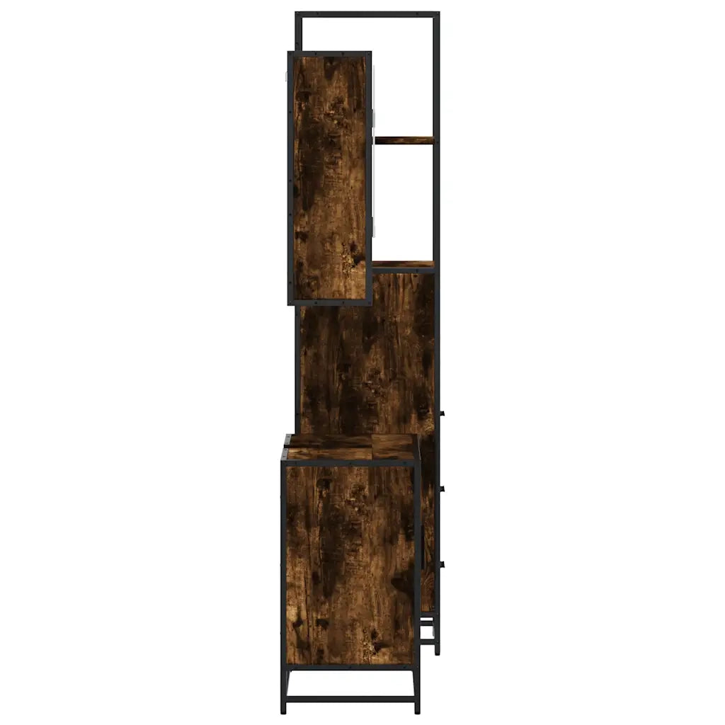 Set Mobili da Bagno 3 pz Rovere Fumo in Legno Multistrato 3301177