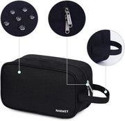 Bagno per Viaggiatori - Donna e Uomo - Borsa Impermeabile per Trucco e Rasatura - Bagno e Toletta - Nero - Borsa di Viaggio Pratica